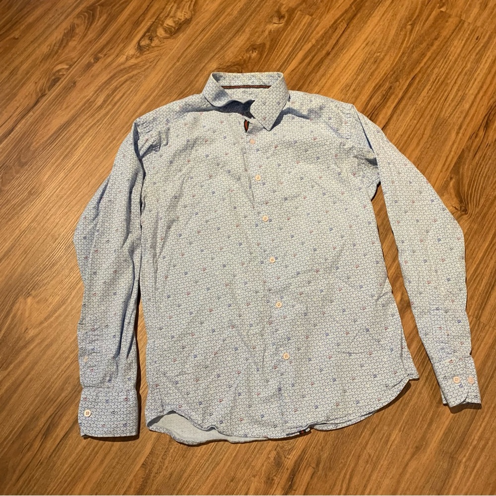 Gucci Men’s Long Sleeve Button Down Gucci Print Allover Made in Italy Size LARGE